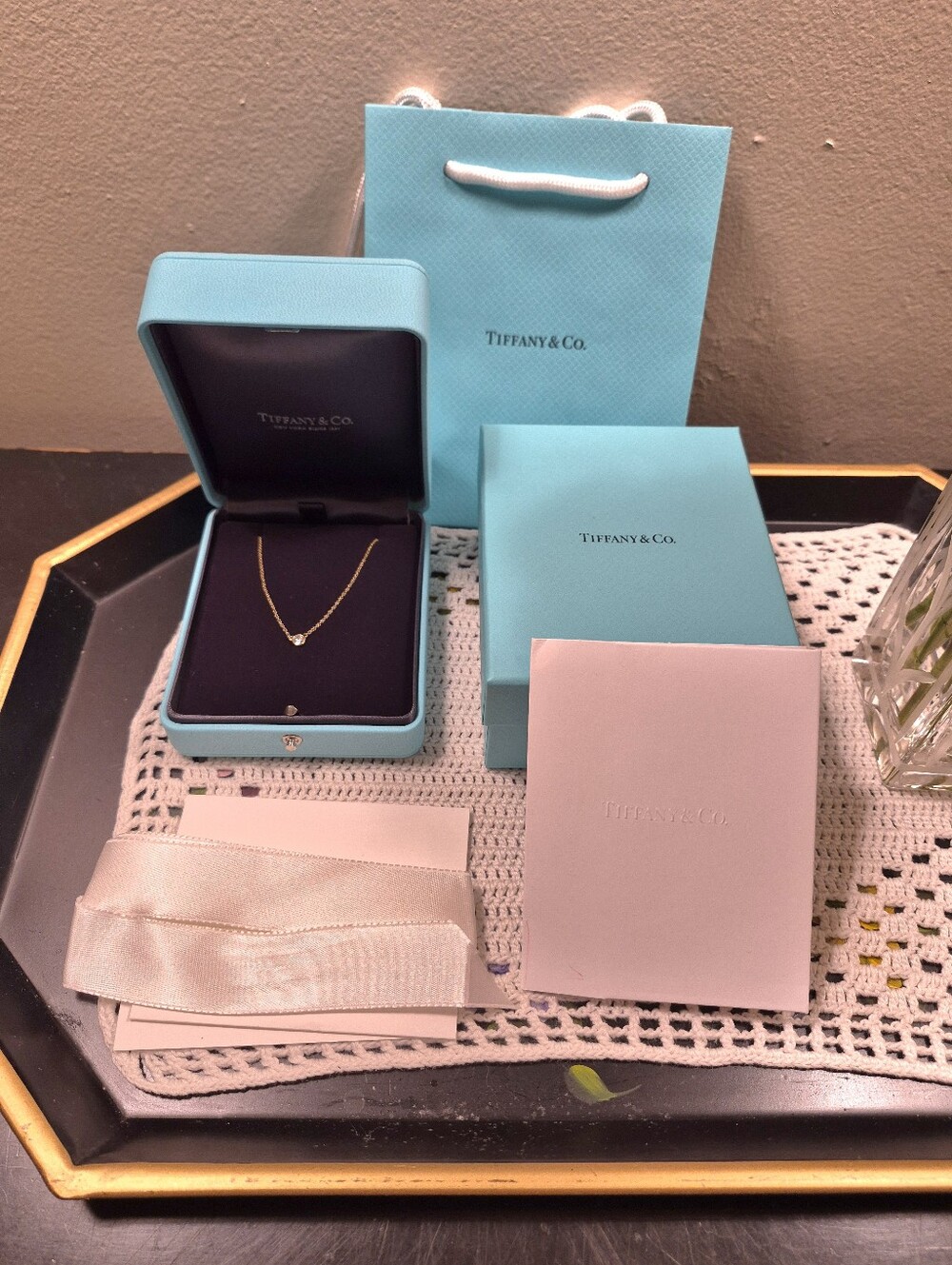 Tiffany & Co Elsa Peretti Diamonds By The Yard Necklace 18k YG 18" Long